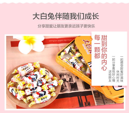 甜蜜回憶，經典傳承——大白兔奶糖160g鐵聽卡通兔系列，休閑零食新風尚